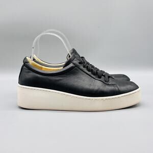 Robert Clergerie Shoes Womens 10 Black Leather Platform Lace Up Sneakers Comfort